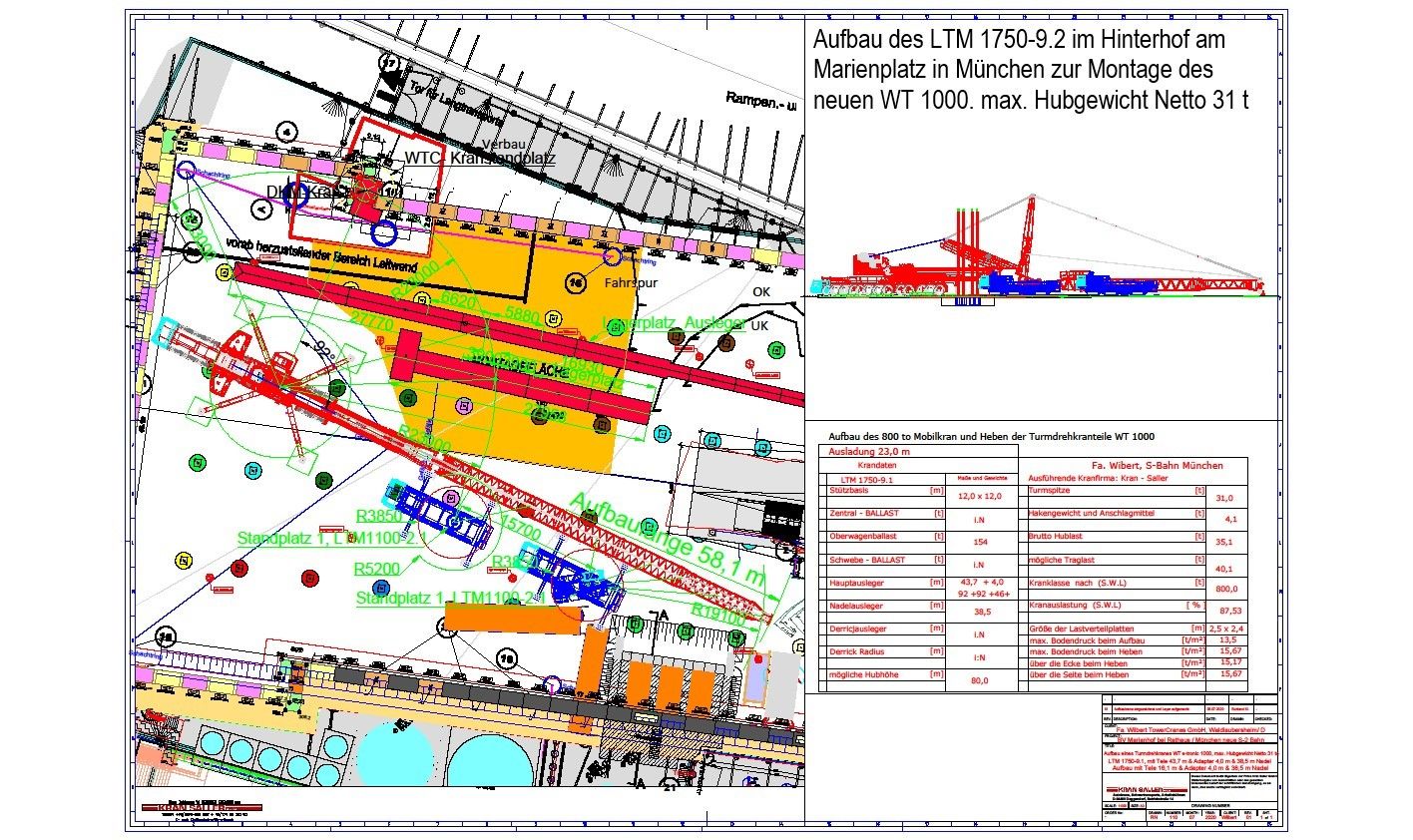 CAD Zeichnung LTM 1750 9.1 WT 1000 M  nchen Dienerstra   e 01